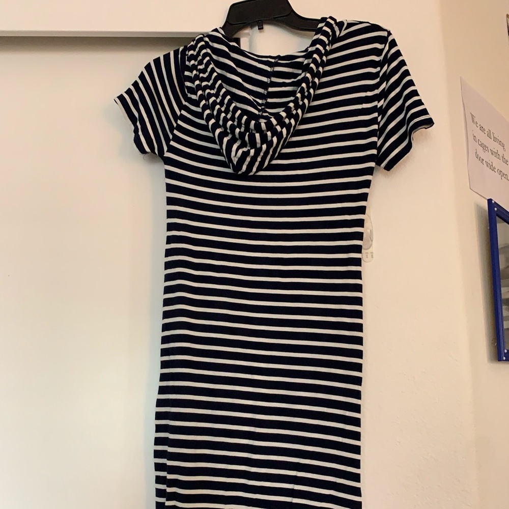 Striped dress with hood